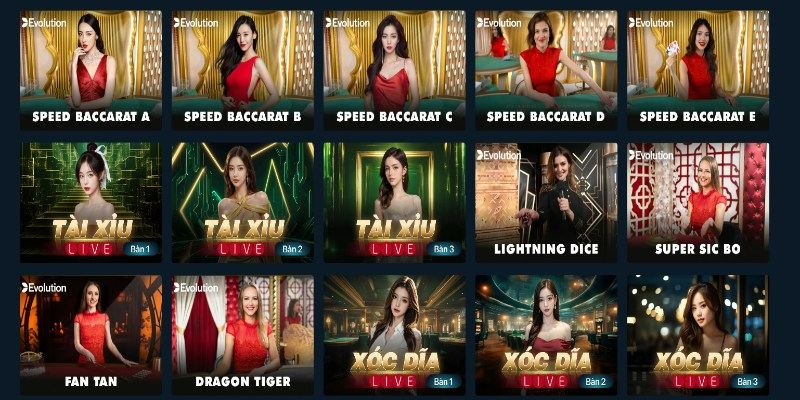 Phong phú các game bài tại Casino