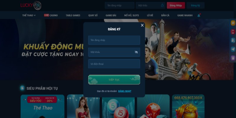 Cung cấp thông tin đăng ký Lucky88